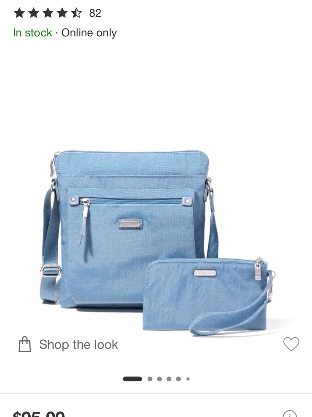 NWT Baggallini Women’s Go Bagg Crossbody Bag with RFID Wristlet- Cornflower